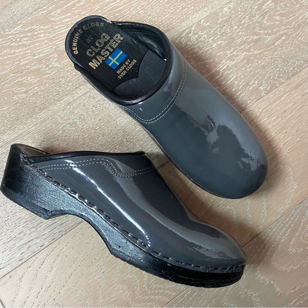 Sven mule Clog Master grey patent leather sz 41 euro 10.5 USA women